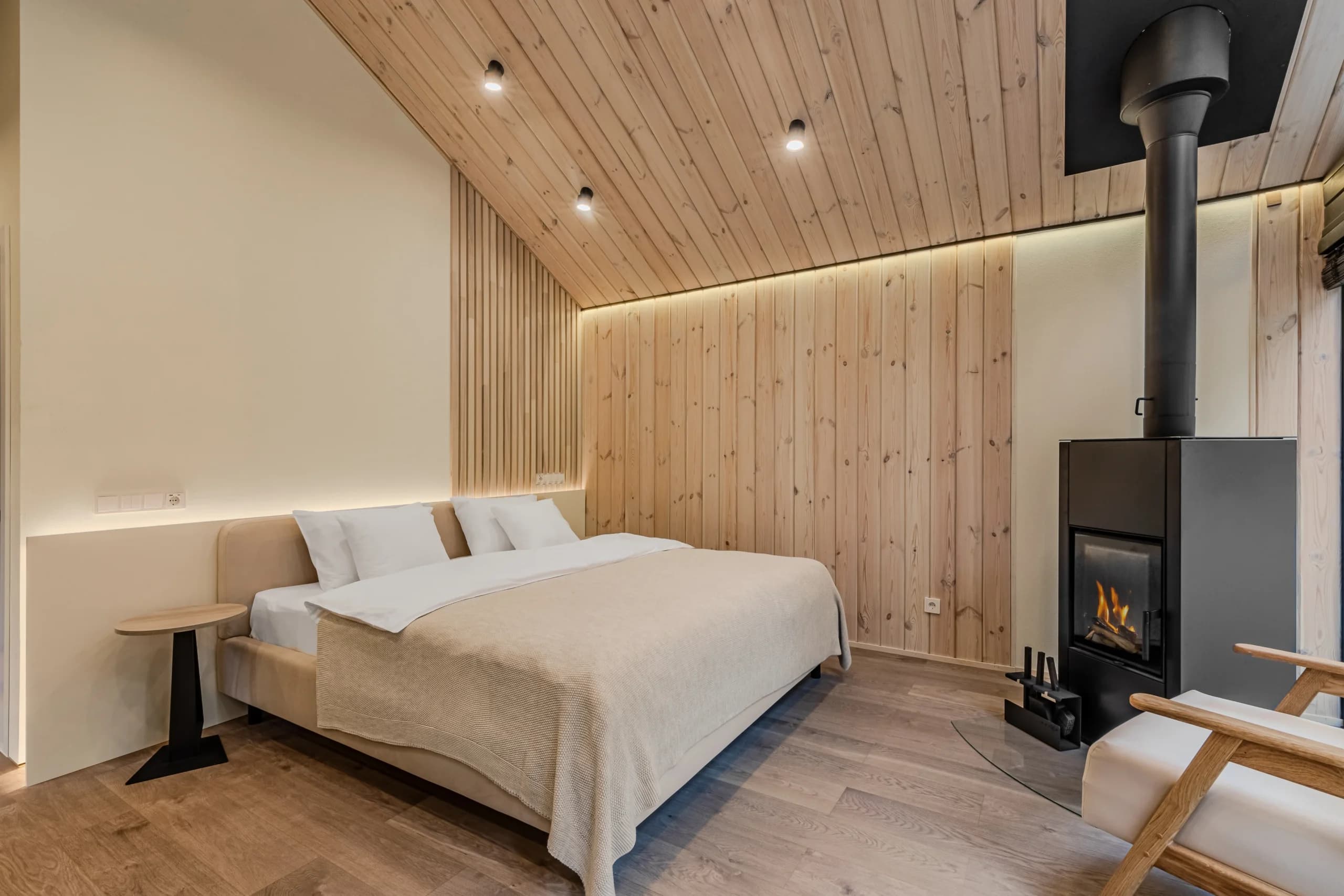 Loggia inside, bed